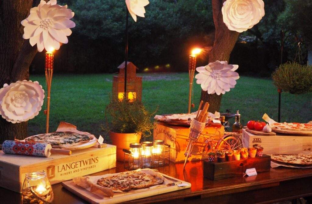 Pizza no menu de casamento
